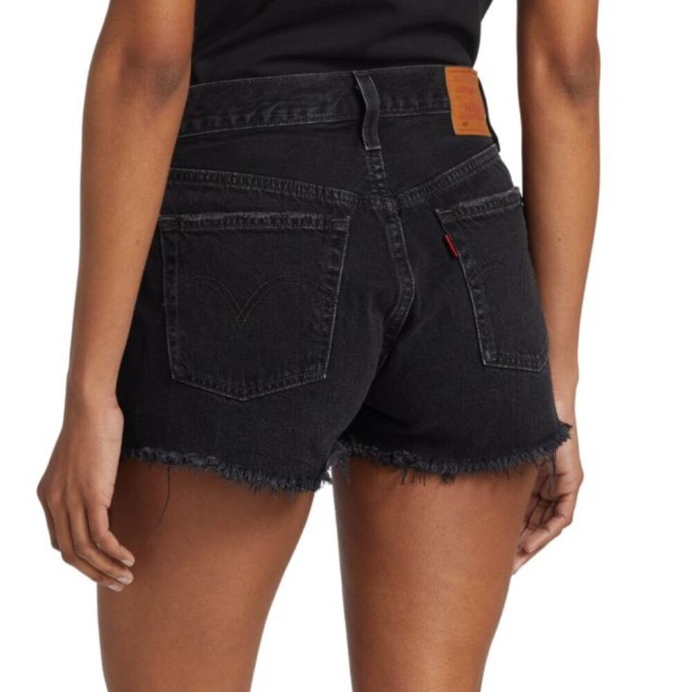 LEVI'S 501 Original Raw Edge Denim Shorts - Black (Size 32)